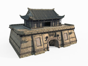 Ancient Asian architecture gates and towers 3D Model
