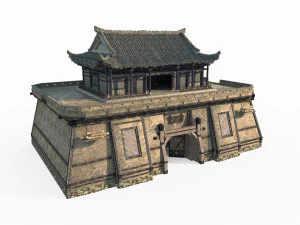 Ancient Asian architecture gates and towers 3D Model