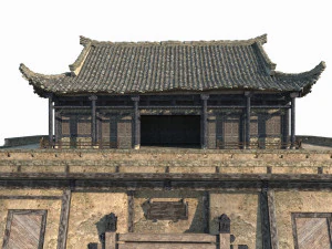 Ancient Asian architecture gates and towers 3D Model