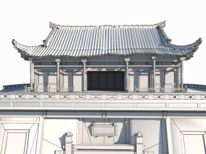 Ancient Asian architecture gates and towers 3D Model