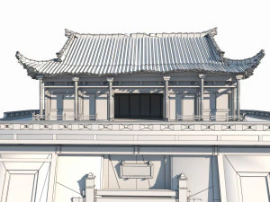 Ancient Asian architecture gates and towers 3D Model