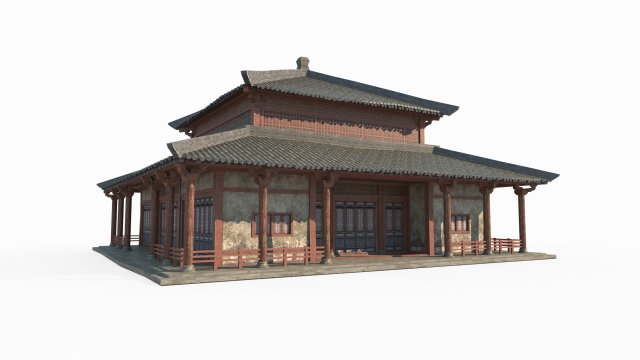 The temple of ancient Asian architecture 3D Model .c4d .max .obj .3ds .fbx .stl .blend