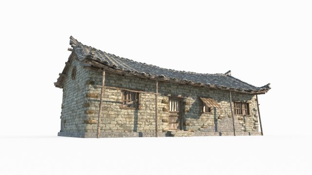 East Asian ancient building common house 3Dモデル .c4d .max .obj .3ds .fbx .stl .blend 