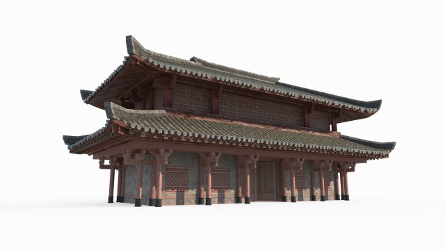 East Asian ancient architecture barracks palace Modèle 3D .c4d .max .obj .3ds .fbx .stl .blend 