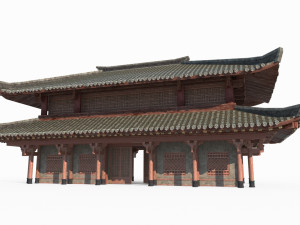 East Asian ancient architecture barracks palace Modèle 3D