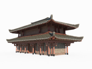 East Asian ancient architecture barracks palace Modèle 3D