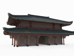 East Asian ancient architecture barracks palace Modèle 3D