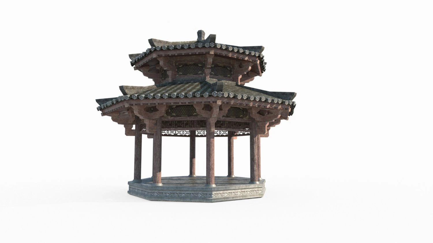 East Asian ancient architectural landscape pavilion 3D Model .c4d .max .obj .3ds .fbx .stl .blend 