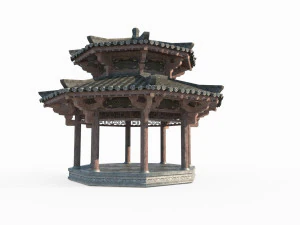 Doğu Asya antik mimari peyzaj pavyonu 3D Model