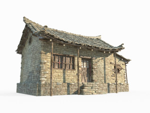 East Asian ancient architecture yellow brick house 3D Model