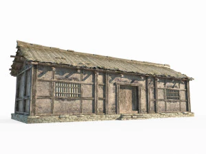 동아시아 고대 건물 벽돌집 3D 모델