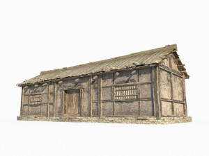 East Asian ancient building brick house Model 3D