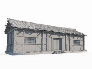 East Asian ancient building brick house Model 3D