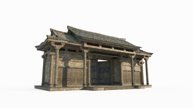 The Gate of East Asian Ancient Architecture Courtyard 3Dモデル .c4d .max .obj .3ds .fbx .stl .blend 
