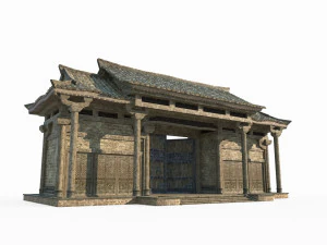 Il cancello del cortile di architettura antica dell'Asia orientale Modello 3D