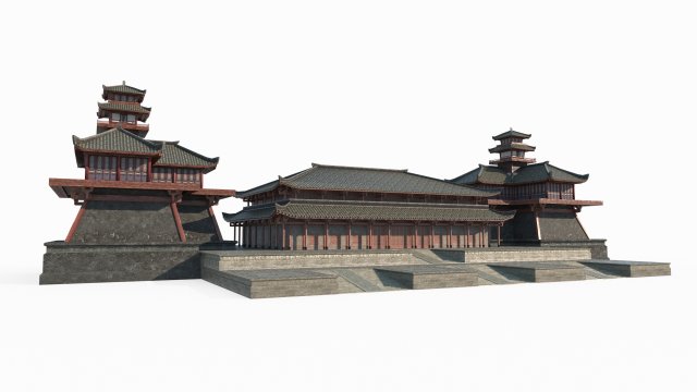 Large Imperial Palaces in Ancient East Asian Architecture Model 3D .c4d .max .obj .3ds .fbx .stl .blend 