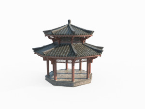East Asian ancient architectural landscape pavilion Model 3D