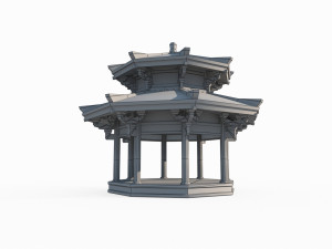 East Asian ancient architectural landscape pavilion Model 3D
