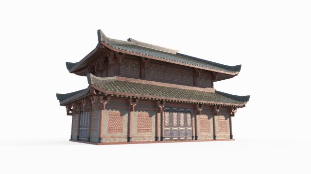 East Asian Ancient Architecture Small Palaces 3D Model .c4d .max .obj .3ds .fbx .stl .blend 