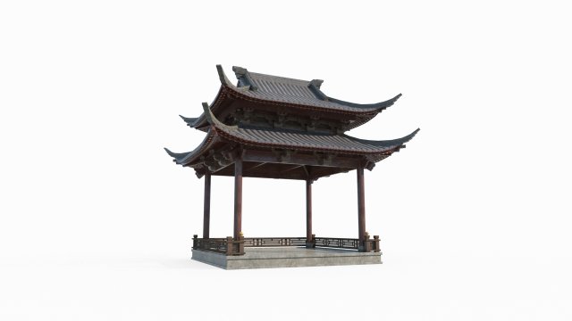 Asian ancient architectural pavilions Model 3D .c4d .max .obj .3ds .fbx .stl .blend 
