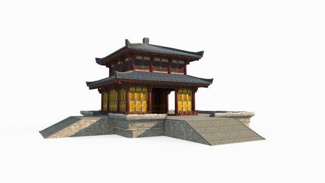 East Asian Ancient Architecture Small Palaces 3D Model .c4d .max .obj .3ds .fbx .stl .blend 