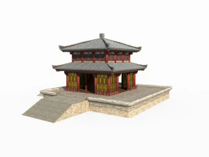 Pequenos pal&aacute;cios de arquitetura antiga do Leste Asi&aacute;tico Modelo 3D