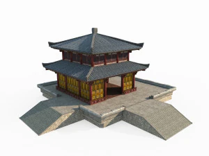 Pequenos pal&aacute;cios de arquitetura antiga do Leste Asi&aacute;tico Modelo 3D