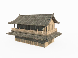 Two story residential buildings in ancient East Asian architecture Model 3D