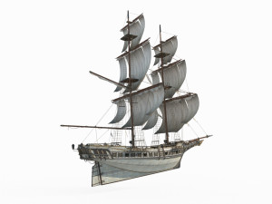 Ancient large sailboats with vehicles Model 3D