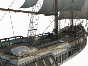 Ancient large sailboats with vehicles 3Dモデル