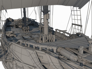 Ancient large sailboats with vehicles 3Dモデル