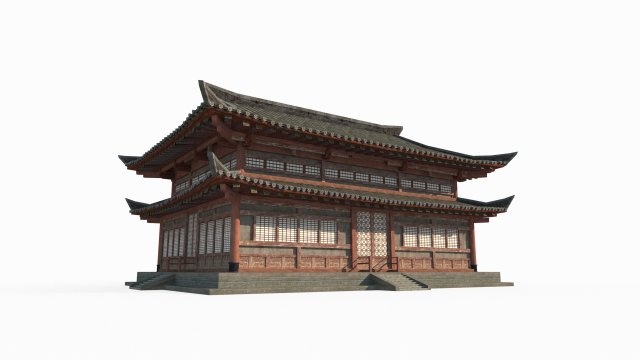Two story palaces in ancient East Asian architecture Modello 3D .c4d .max .obj .3ds .fbx .stl .blend 