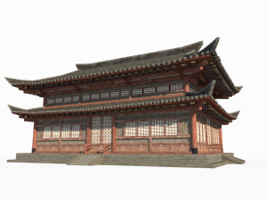 Two story palaces in ancient East Asian architecture Modello 3D