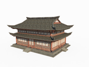 Two story palaces in ancient East Asian architecture Modello 3D