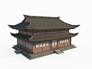 Two story palaces in ancient East Asian architecture Modello 3D