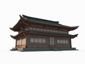 Two story palaces in ancient East Asian architecture Modello 3D