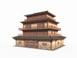 East Asian Ancient Architecture Attic 3D Model