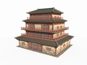 East Asian Ancient Architecture Attic 3D Model