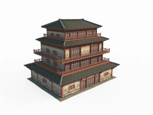 East Asian Ancient Architecture Attic 3D Model
