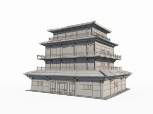 East Asian Ancient Architecture Attic 3D Model