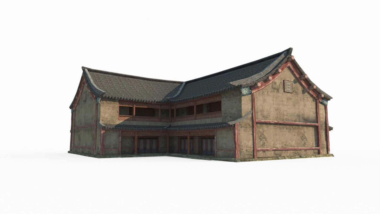 East Asian ancient building houses 3D Model .c4d .max .obj .3ds .fbx .stl .blend 