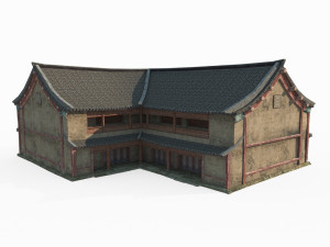 East Asian ancient building houses Modello 3D