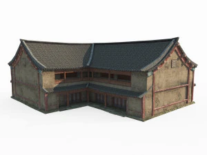 East Asian ancient building houses 3D Model