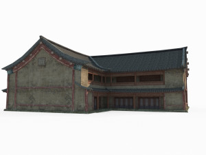 East Asian ancient building houses Modello 3D