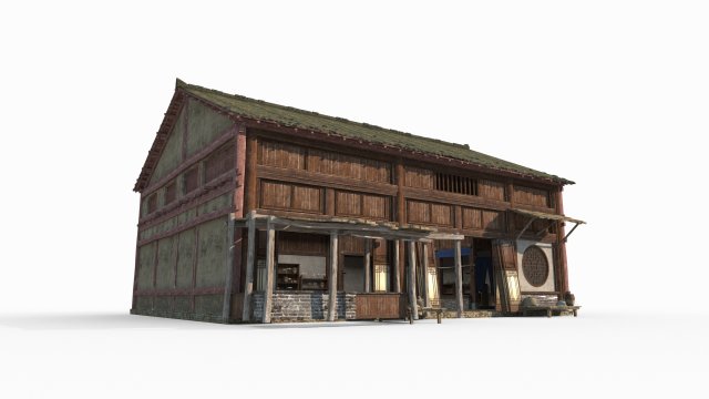 East Asian ancient architecture Tavern restaurant Modelo 3D .c4d .max .obj .3ds .fbx .stl .blend 
