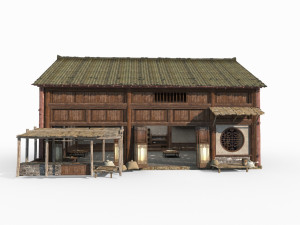 East Asian ancient architecture Tavern restaurant Modelo 3D