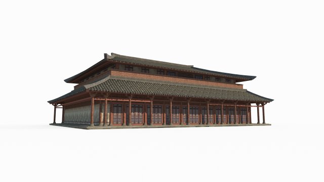 Large imperial palaces in ancient East Asia 3D Model .c4d .max .obj .3ds .fbx .stl .blend 