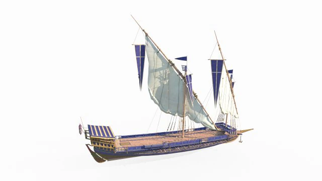 帆船を運ぶ古代の船 3Dモデル .c4d .max .obj .3ds .fbx .stl .blend 