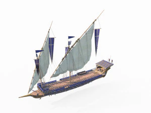 帆船を運ぶ古代の船 3Dモデル