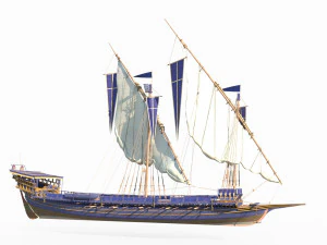 帆船を運ぶ古代の船 3Dモデル